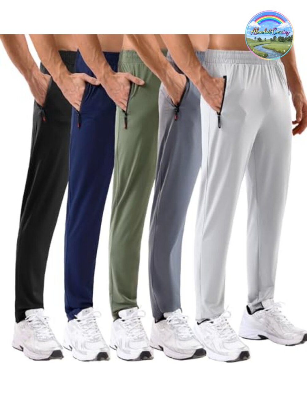 5 Pack Men's Sweatpants Athletic Joggers 4-Way Stretch with Zip Pockets